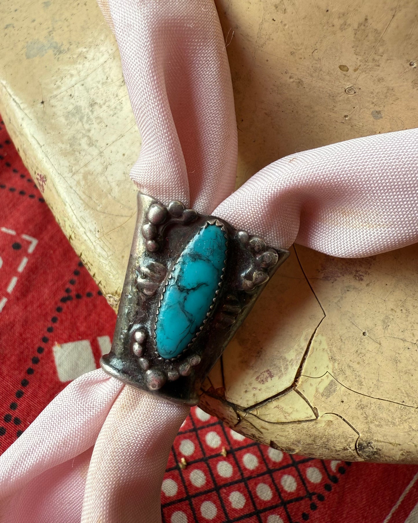 Vintage Sterling and Turquoise Bandana Slide (MA)