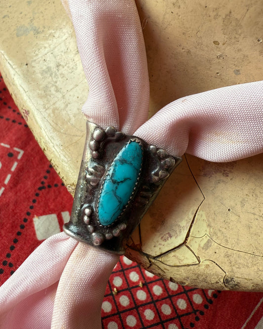 Vintage Sterling and Turquoise Bandana Slide