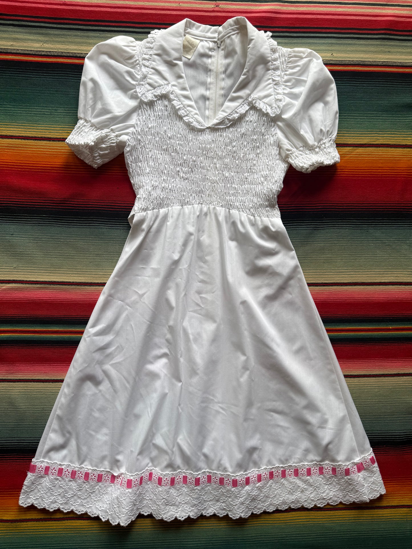 1970s White Puff Sleeve Dress (JM)