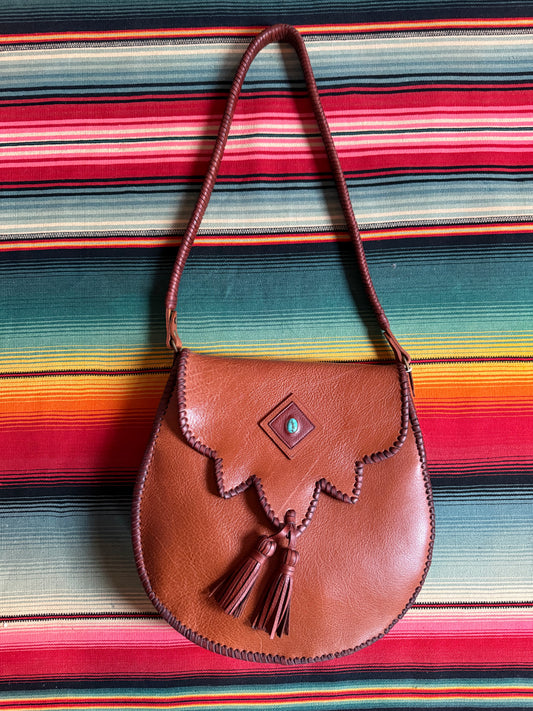 Native Rainbow Tassel Bag with Arizona Turquoise