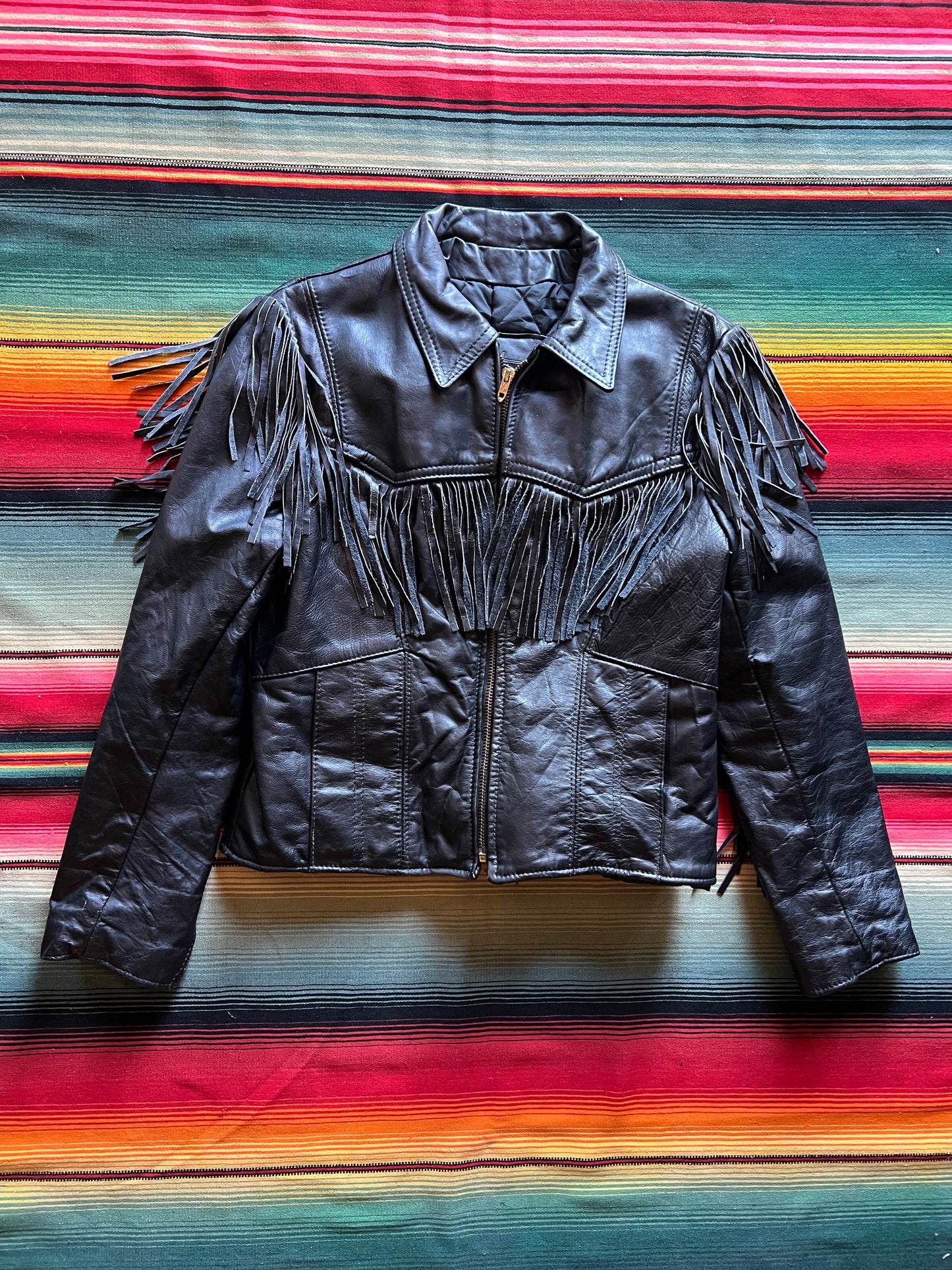VTG Branded Garments Leather Fringe Jacket
