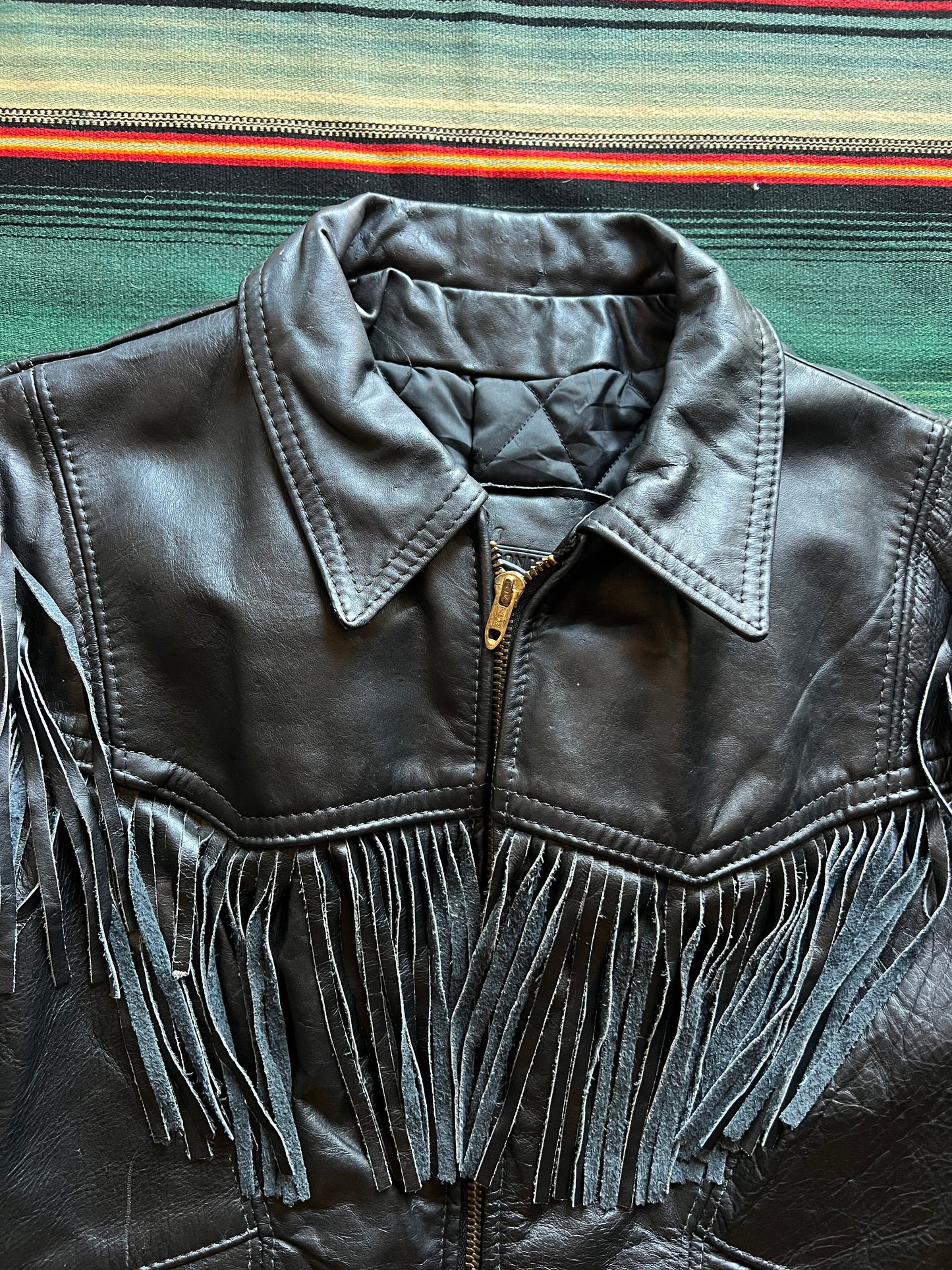 VTG Branded Garments Leather Fringe Jacket