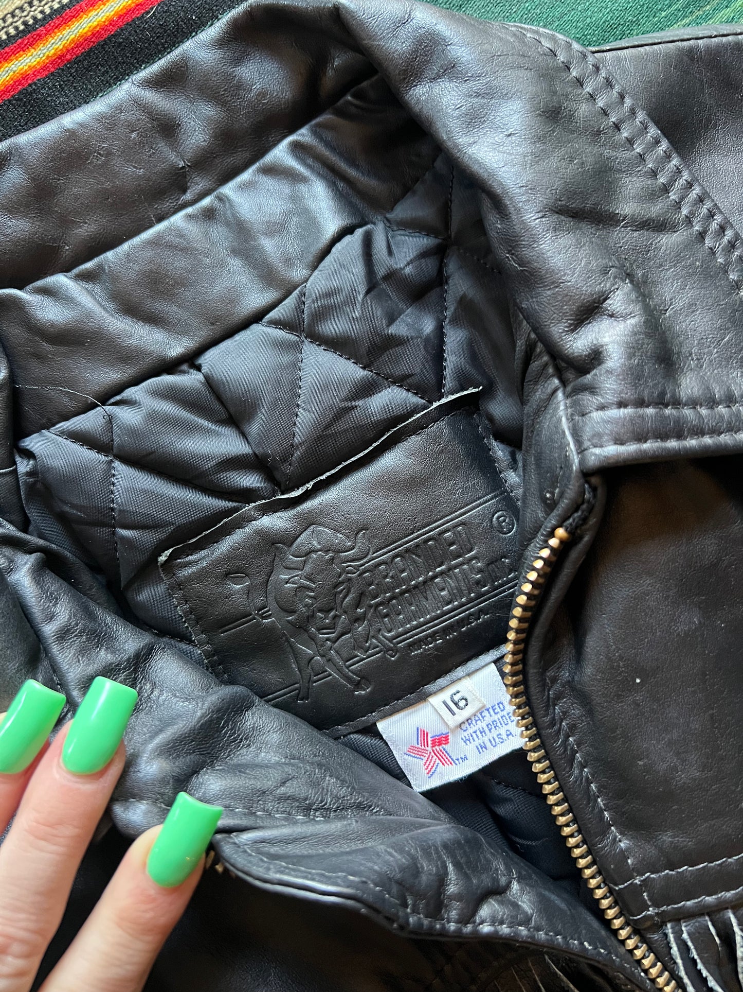 VTG Branded Garments Leather Fringe Jacket