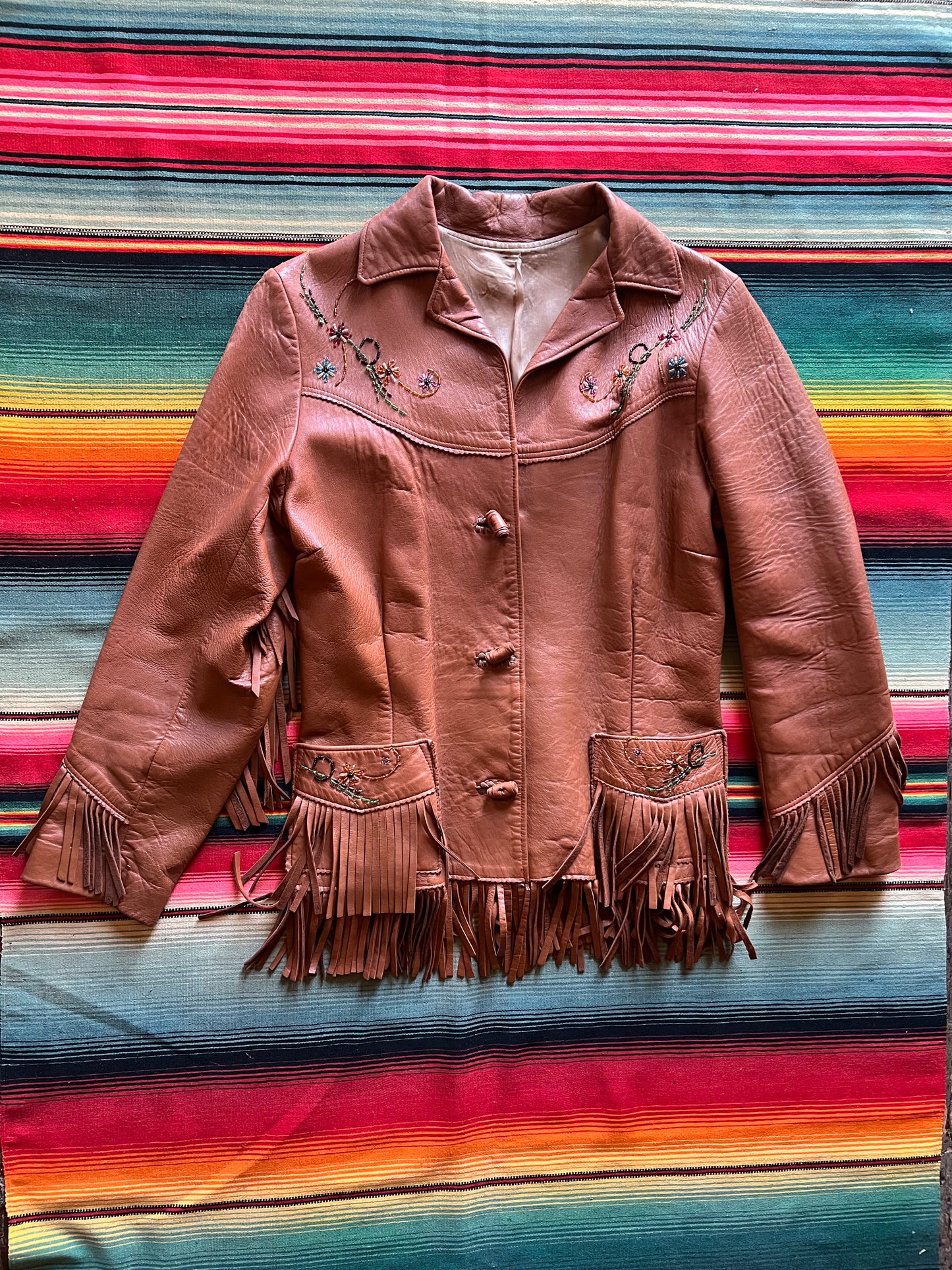 1950s RARE Chris Line Deerskin Beaded Fringe Jacket