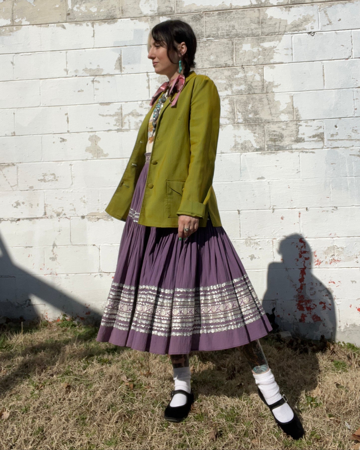1950s Lavender & Silver Patio Skirt