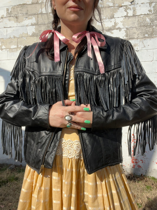 VTG Branded Garments Leather Fringe Jacket
