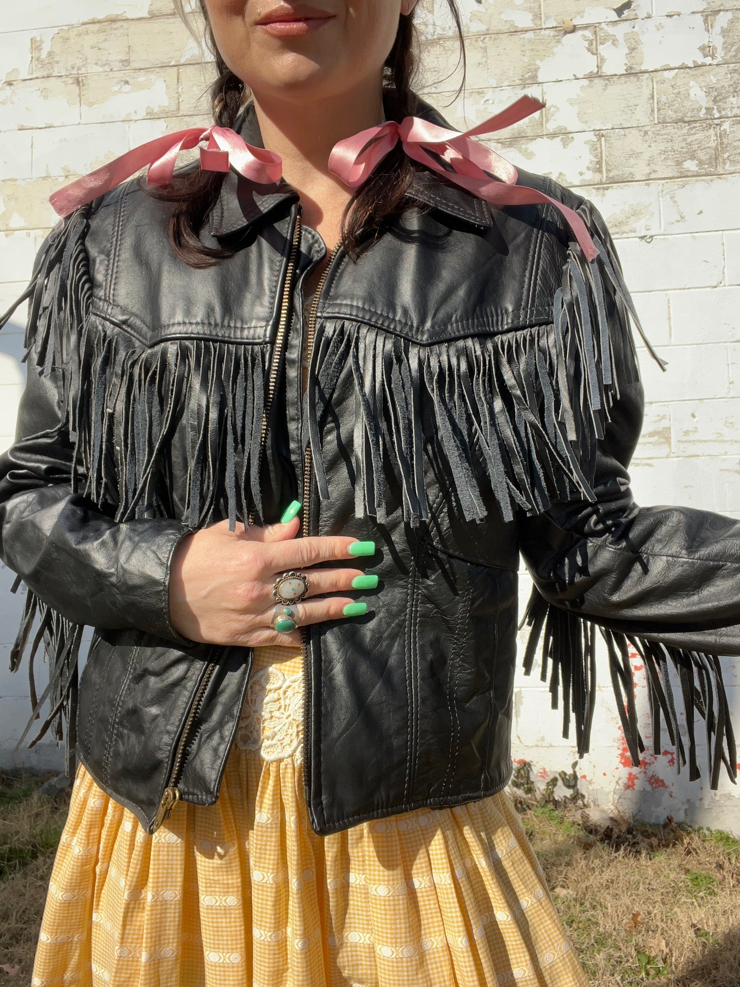 VTG Branded Garments Leather Fringe Jacket
