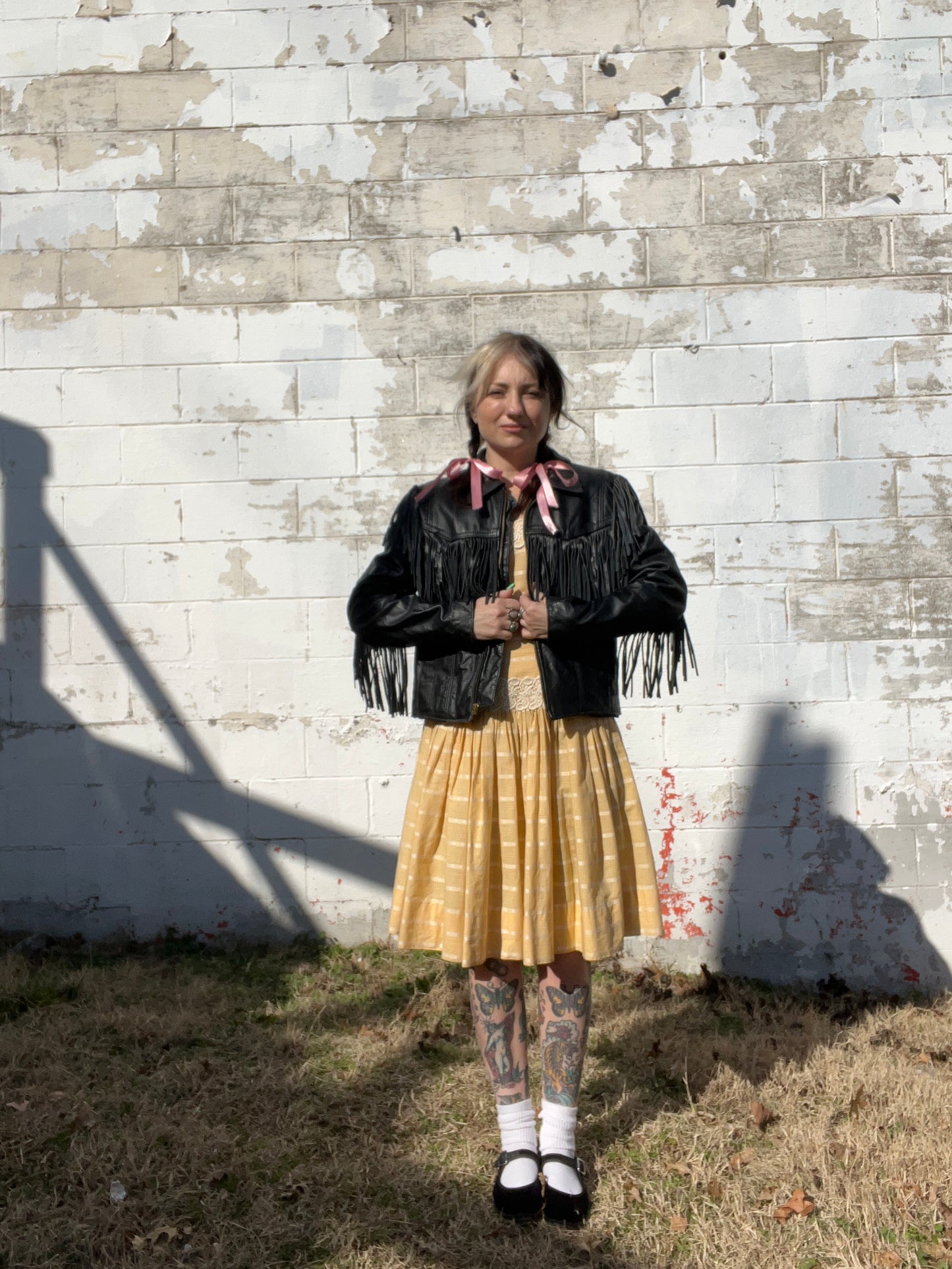 VTG Branded Garments Leather Fringe Jacket