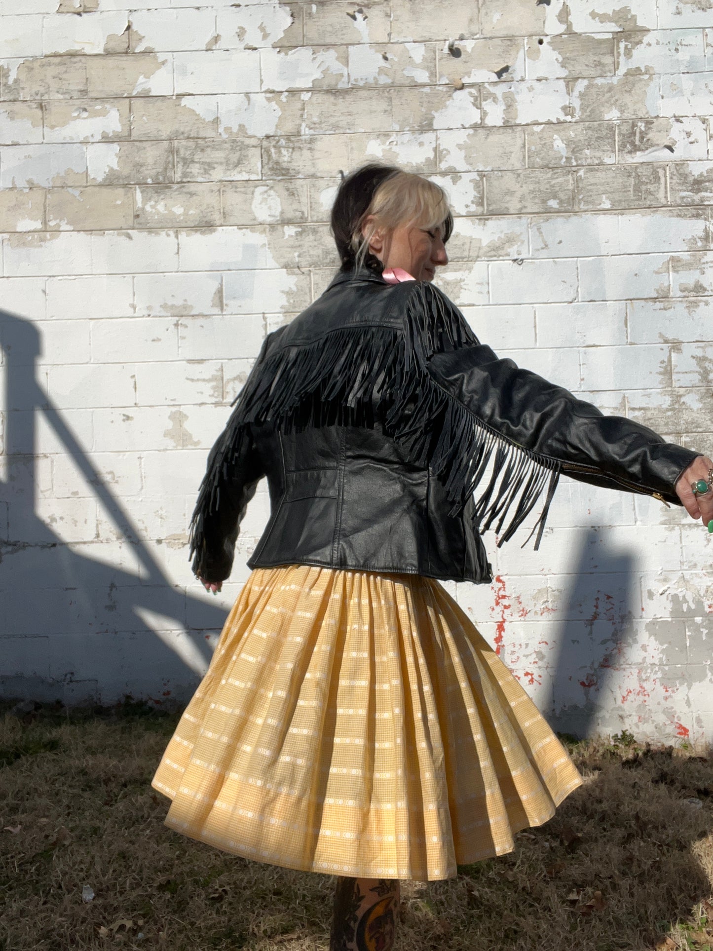 VTG Branded Garments Leather Fringe Jacket