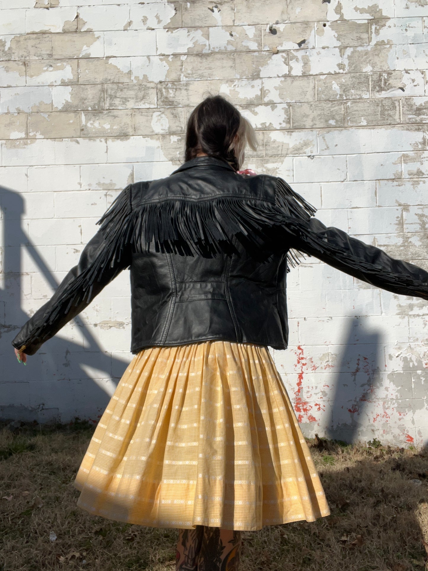 VTG Branded Garments Leather Fringe Jacket