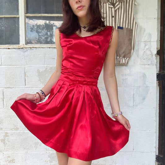 Red Satin 2 Piece Set