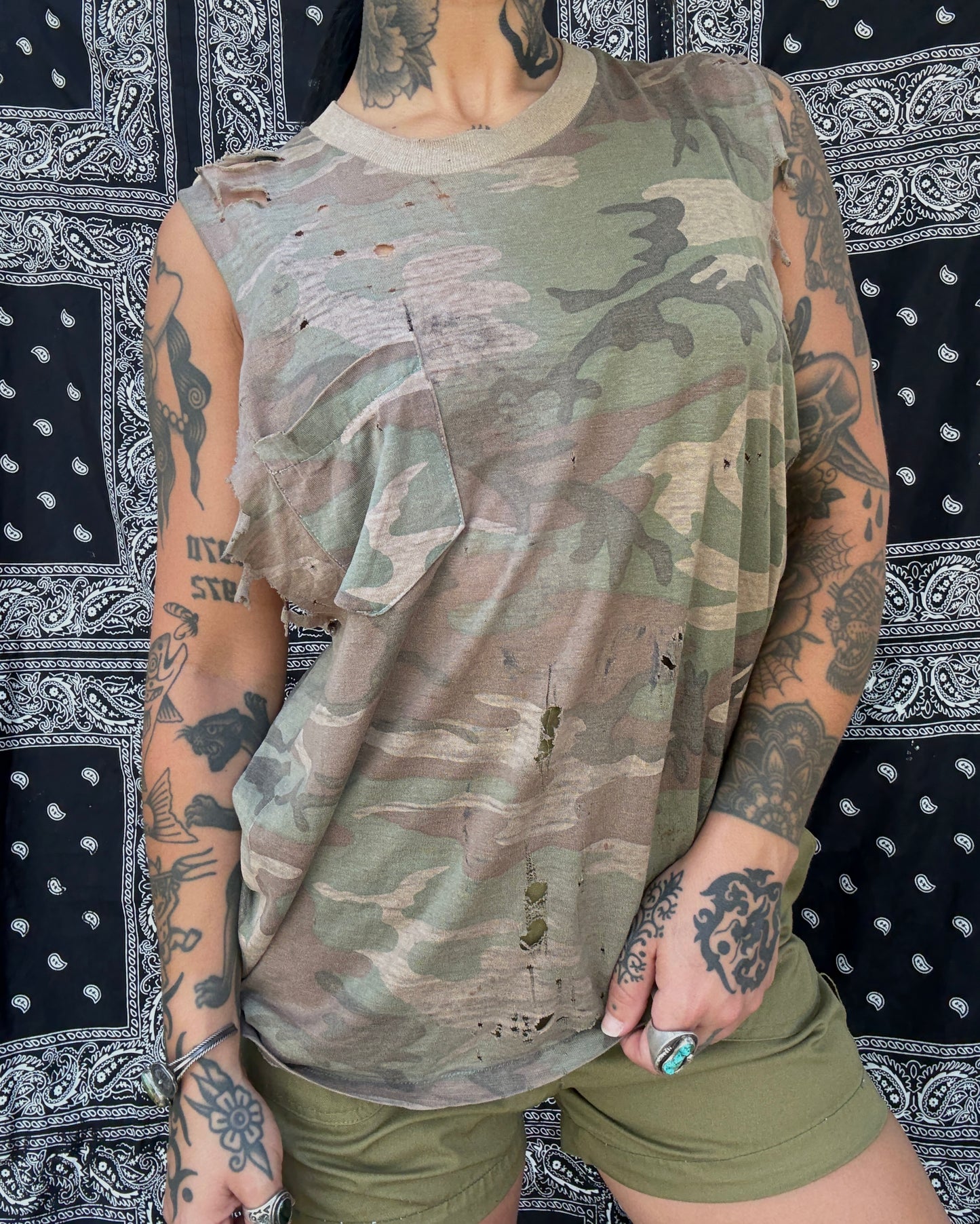 Paper Thin Distressed Camo Shirt