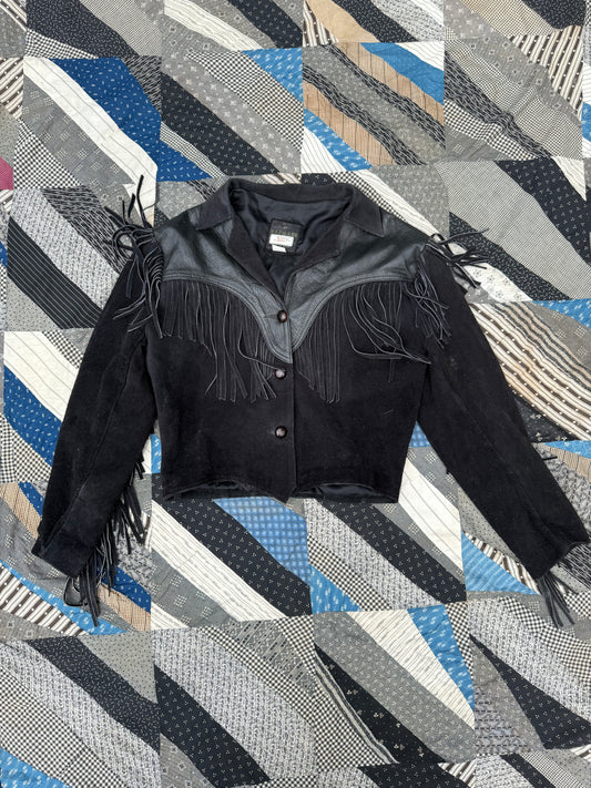 1980s Cropped Leather Fringe Jacket