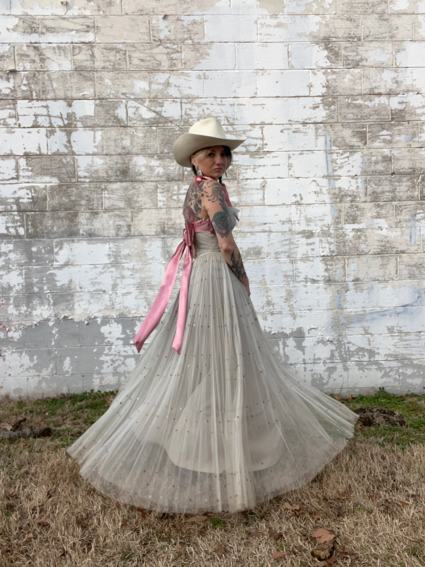 1950s Tulle Dress with Satin Bow