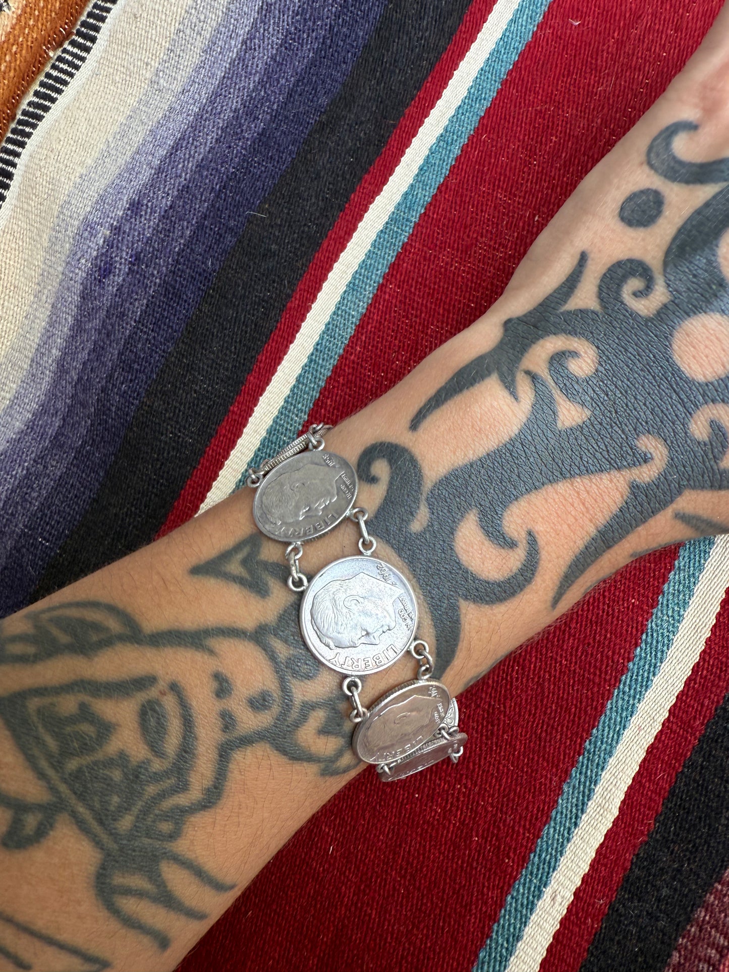 Vintage Roosevelt and Mercury dime, Washington  quarter bracelet (MA)