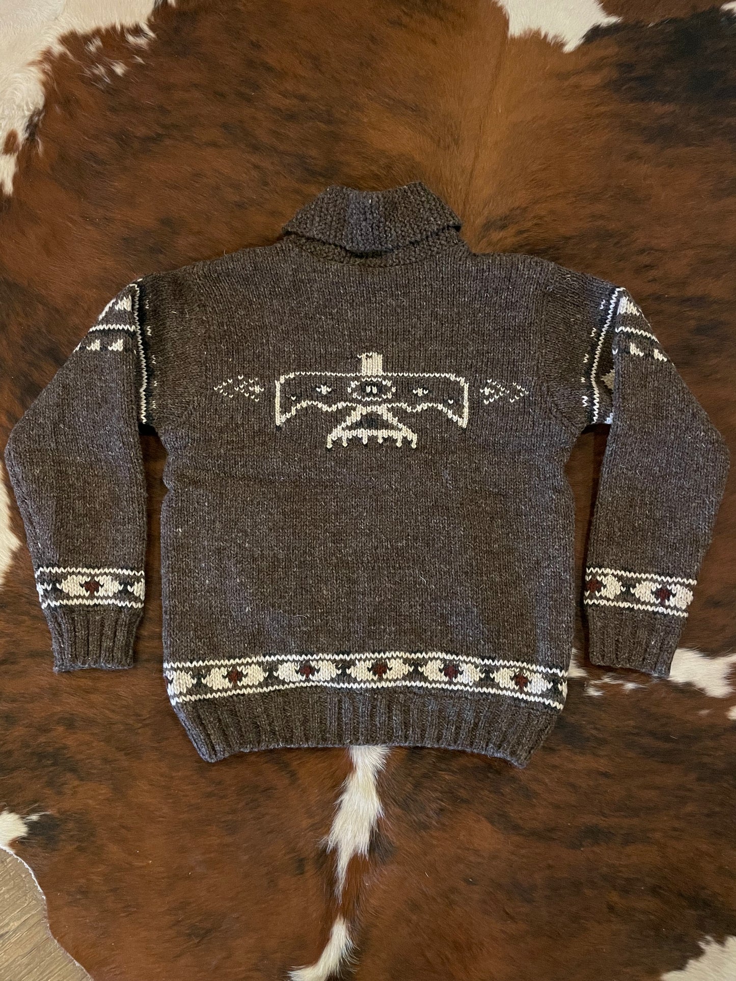 Men's Dark Wool Knit Sweater with Eagle