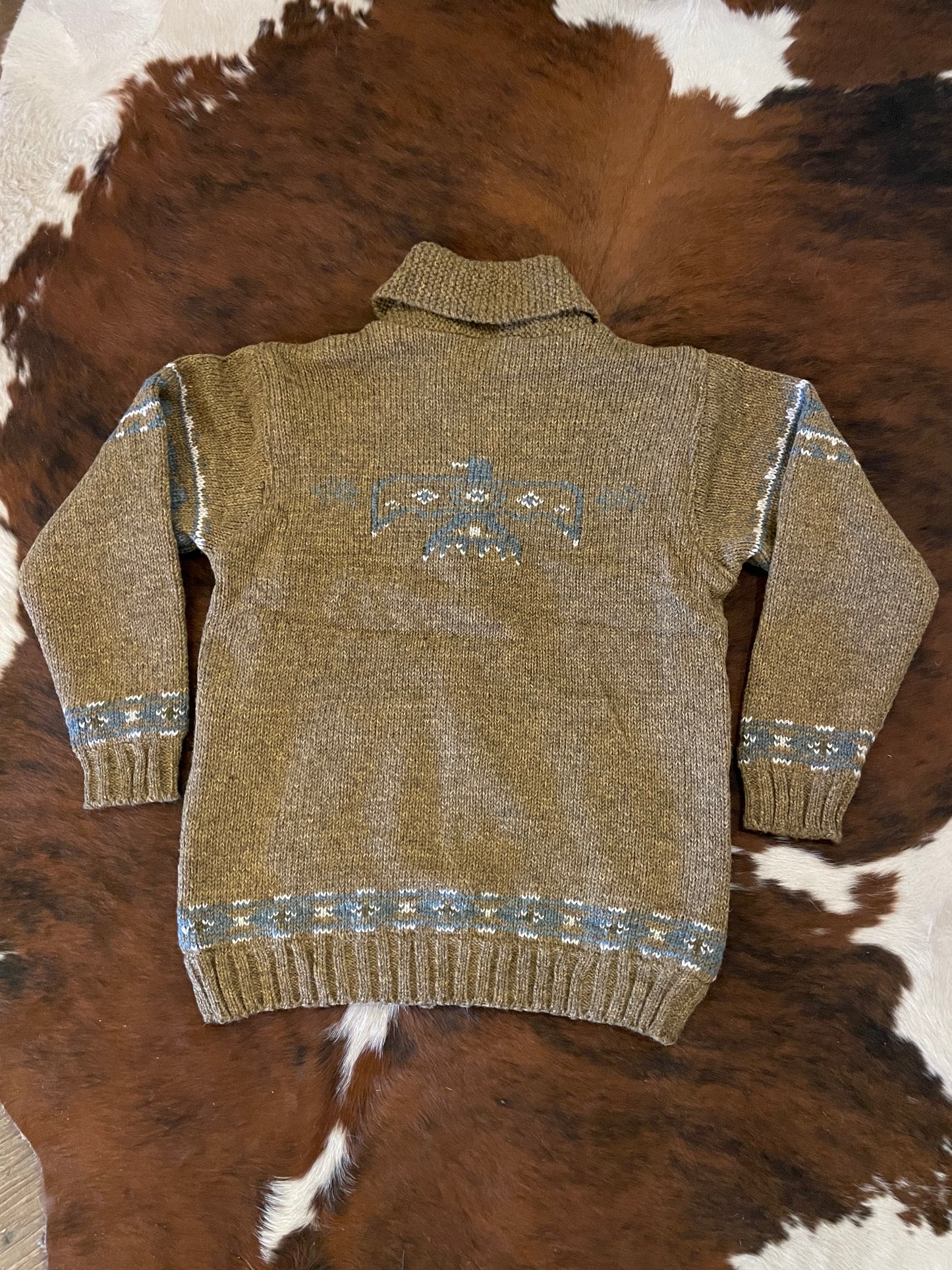 Men's Tan Wool Knit Sweater with Eagle