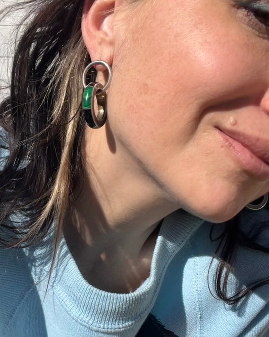 Malachite Hoop Drop Earrings