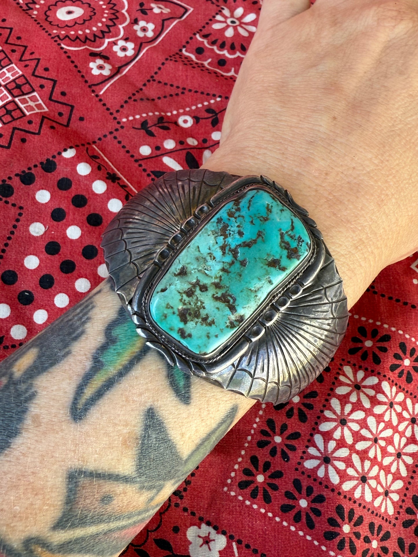 Vinatge Sterling and Turquoise cuff (MA)