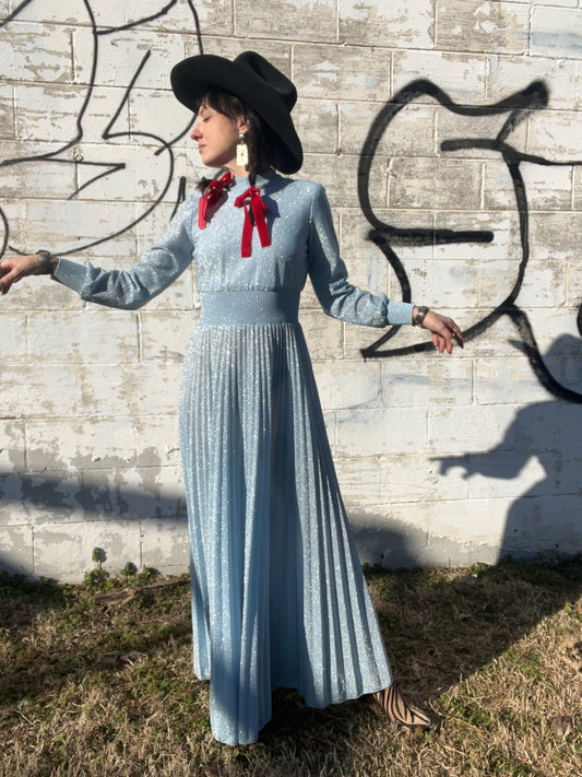 1970s Lurex Maxi Dress