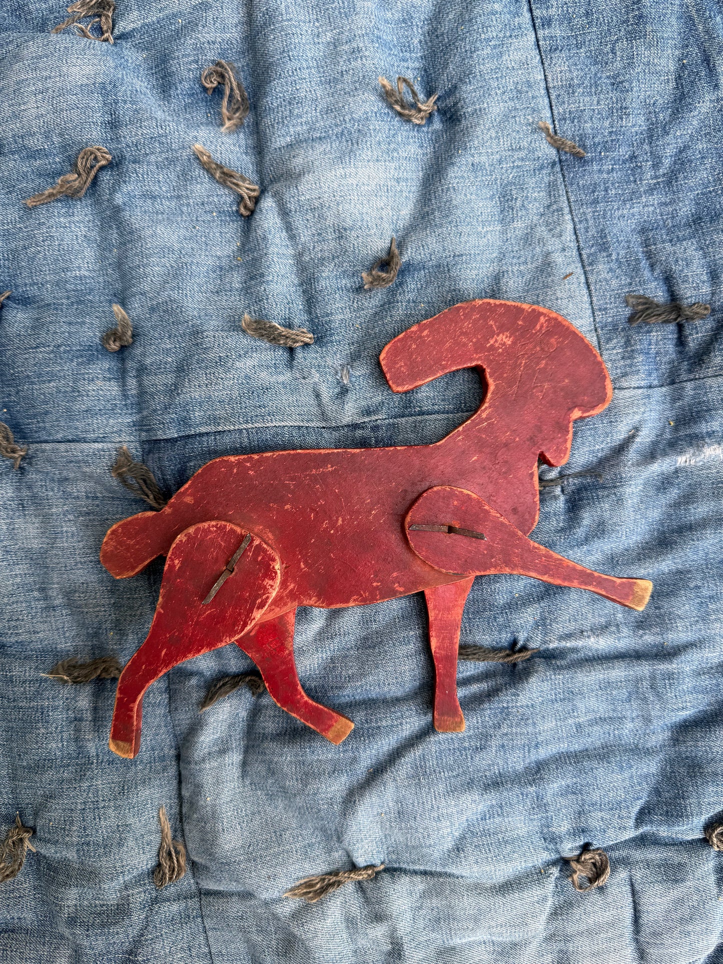 1800s Handmade Articulated Wood Goat (PS)