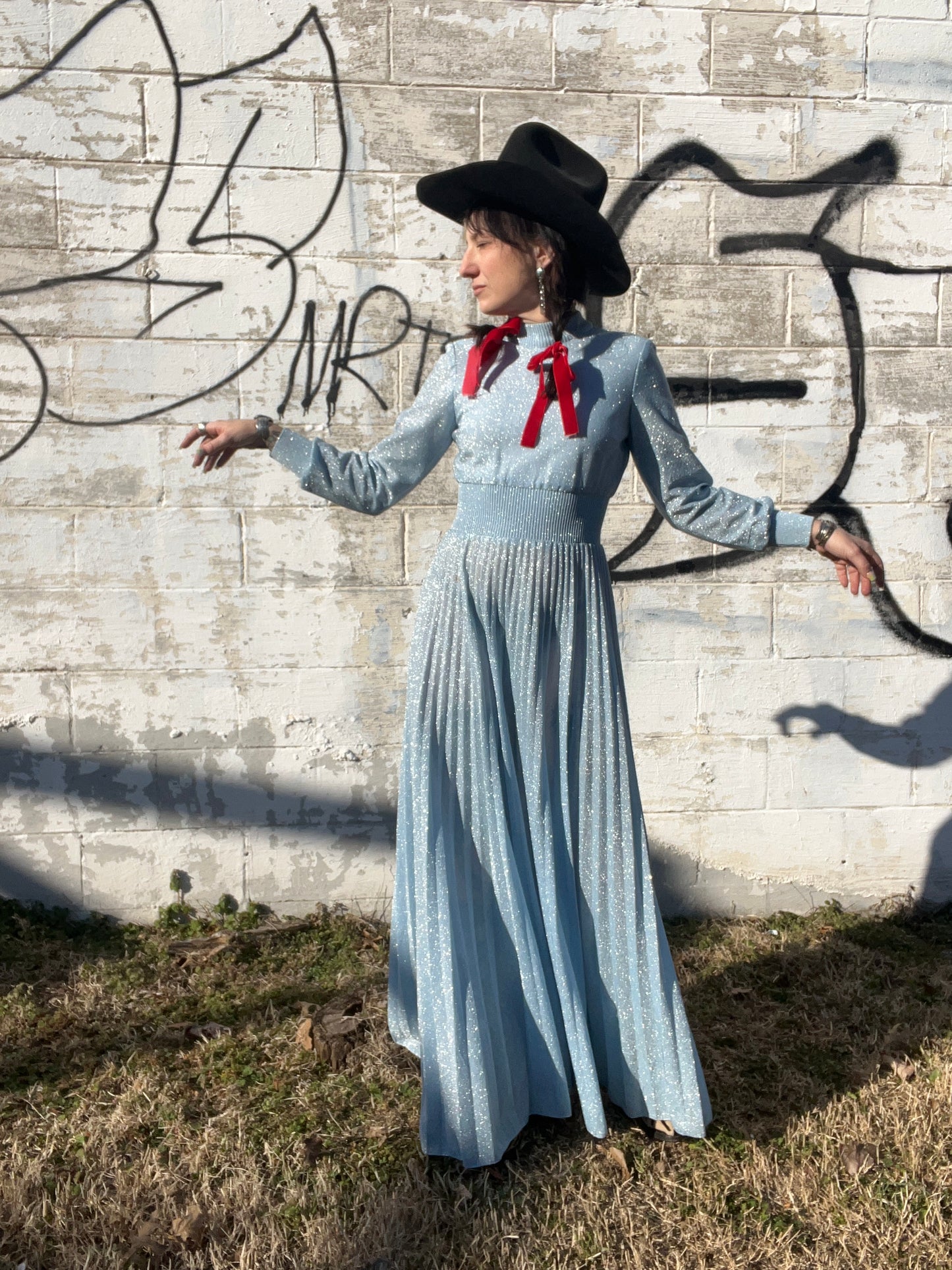 1970s Lurex Maxi Dress