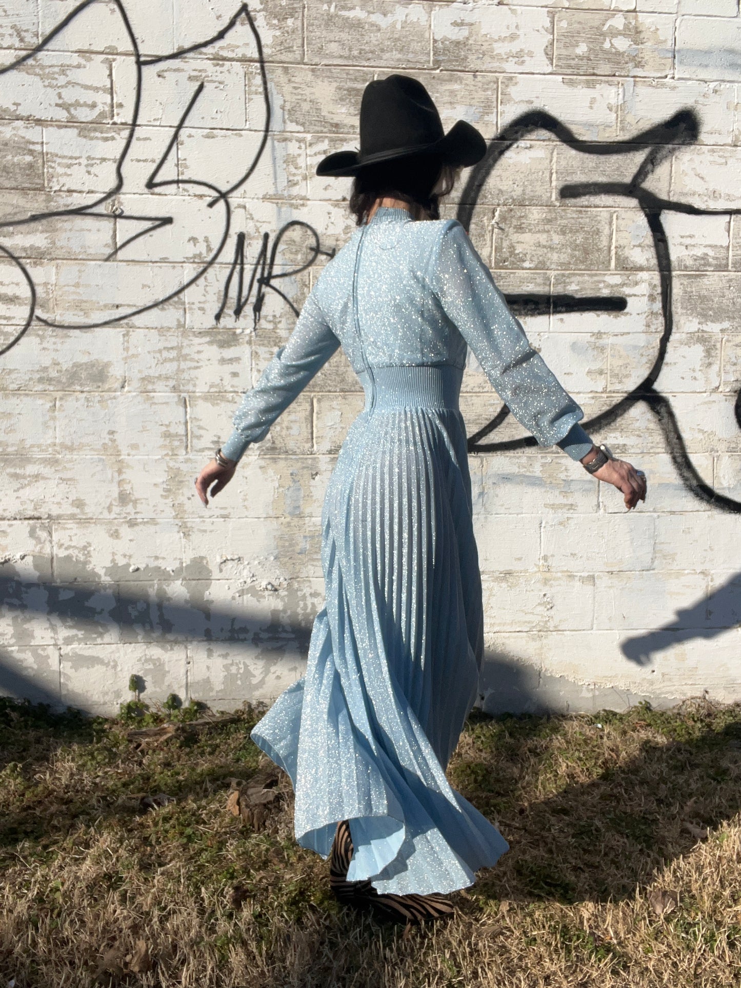 1970s Lurex Maxi Dress