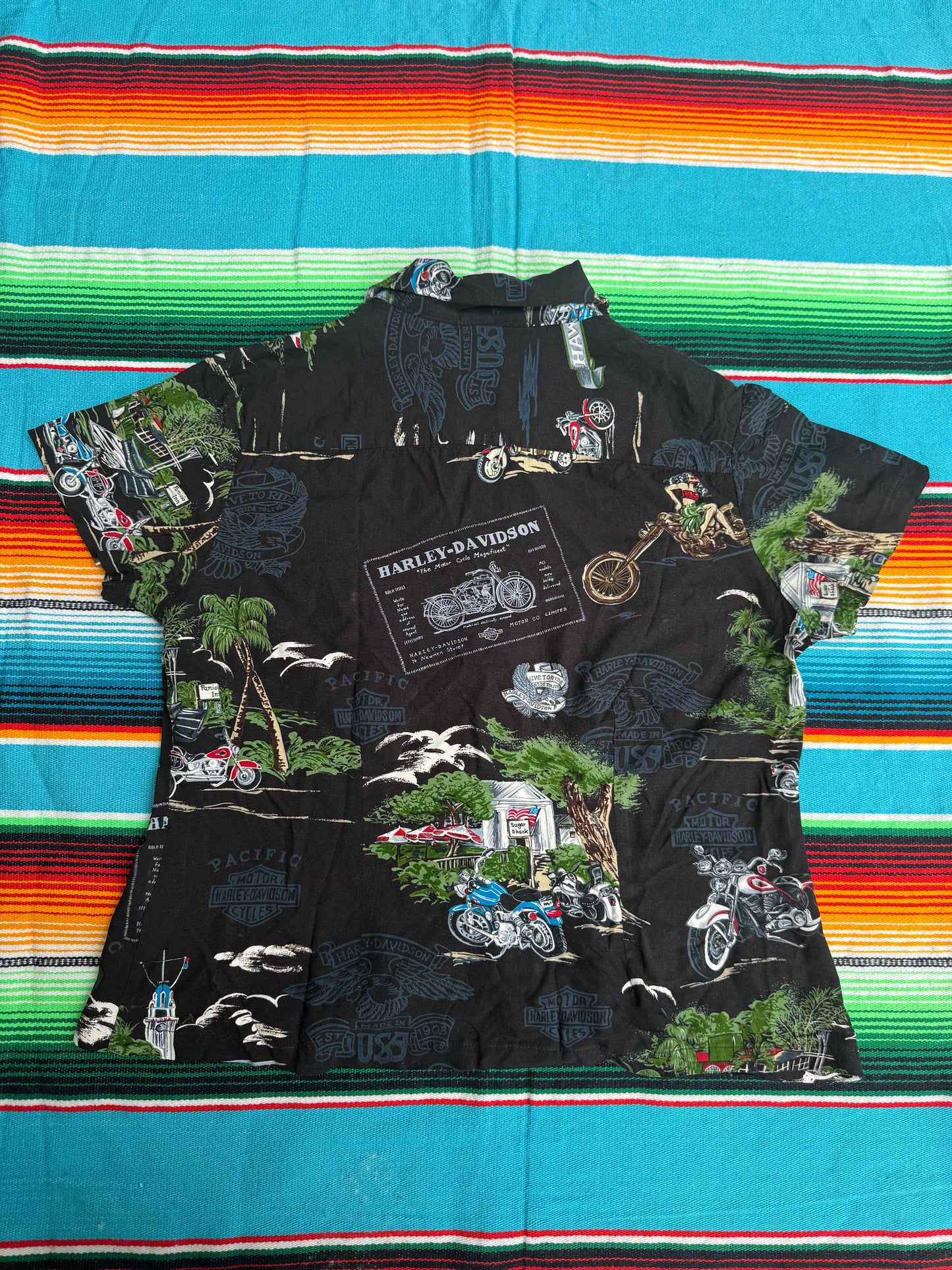Harley Davidson Hawaiian Shirt Black M