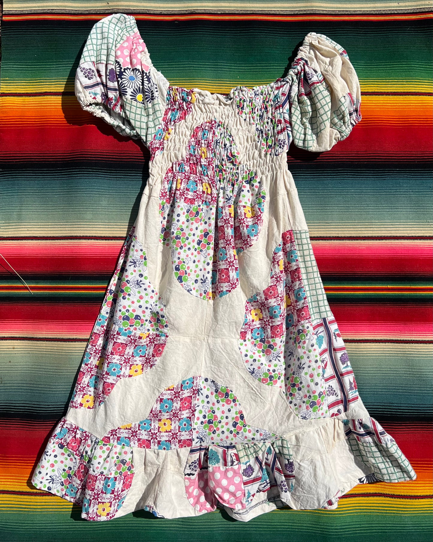 Handmade Quilt Topper Puff Sleeve Dress