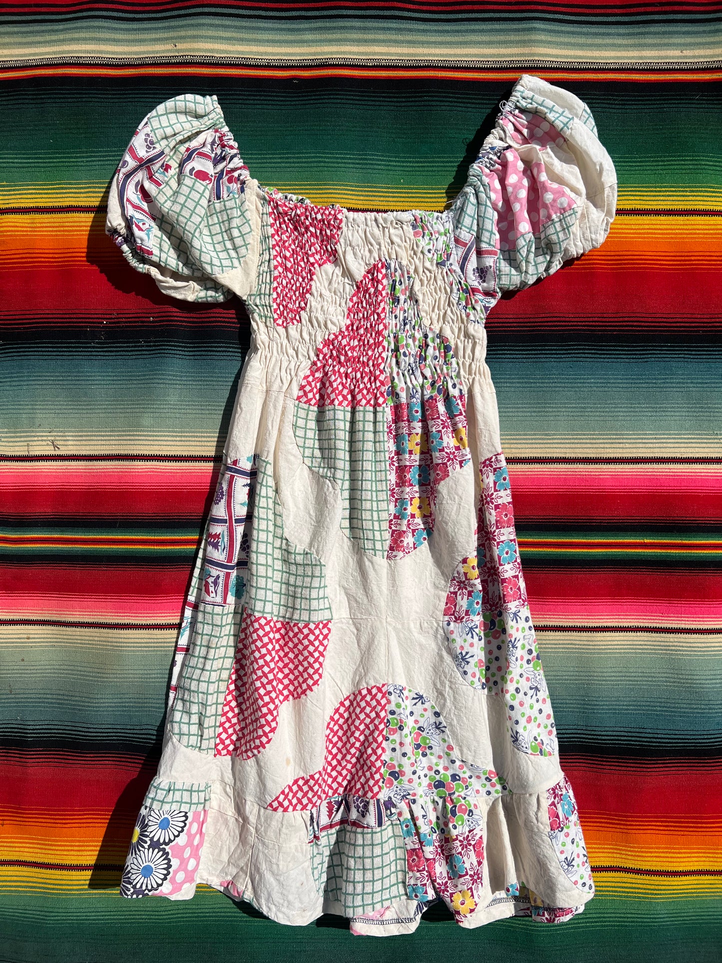 Handmade Quilt Topper Puff Sleeve Dress