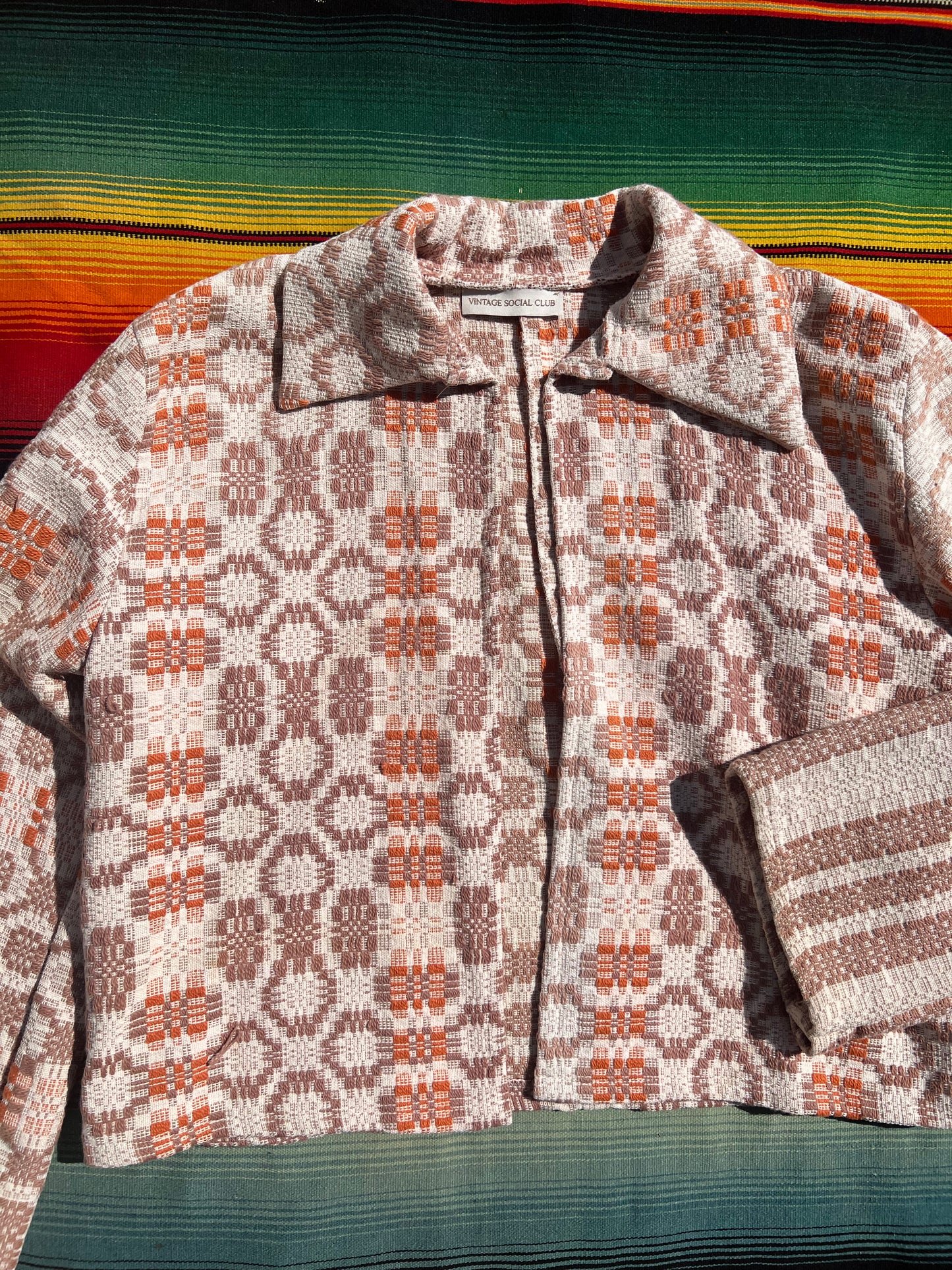 Handmade Crop Quilt Coat (Light Pink Flower)