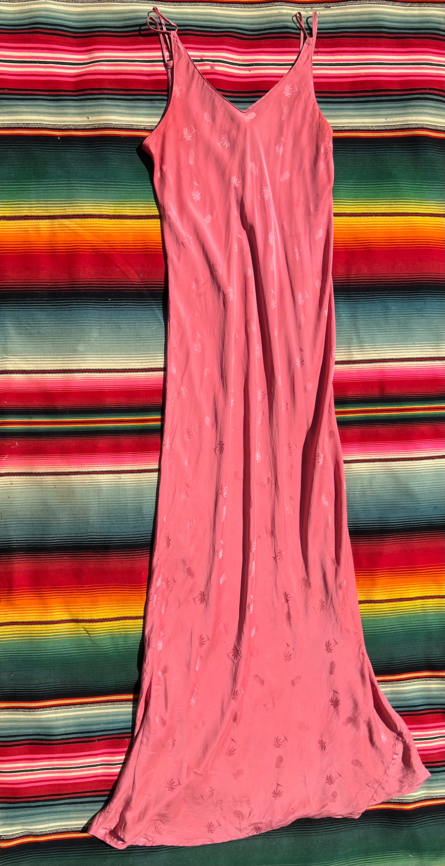 Vintage Pink Silk Maxi Slip Dress
