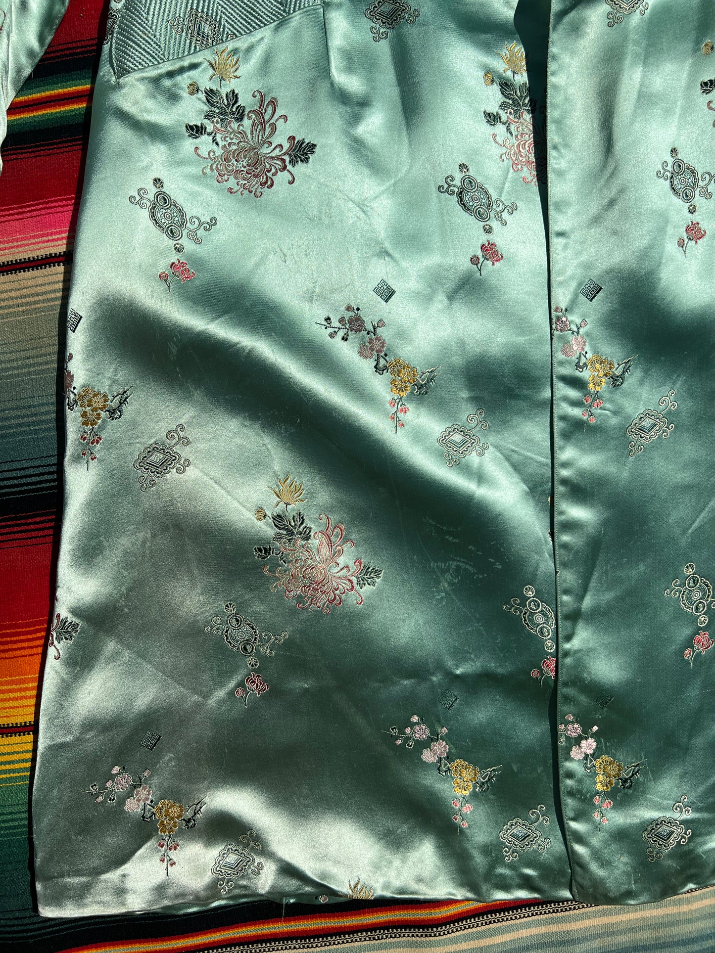 Vintage Mint Green Satin Duster Coat