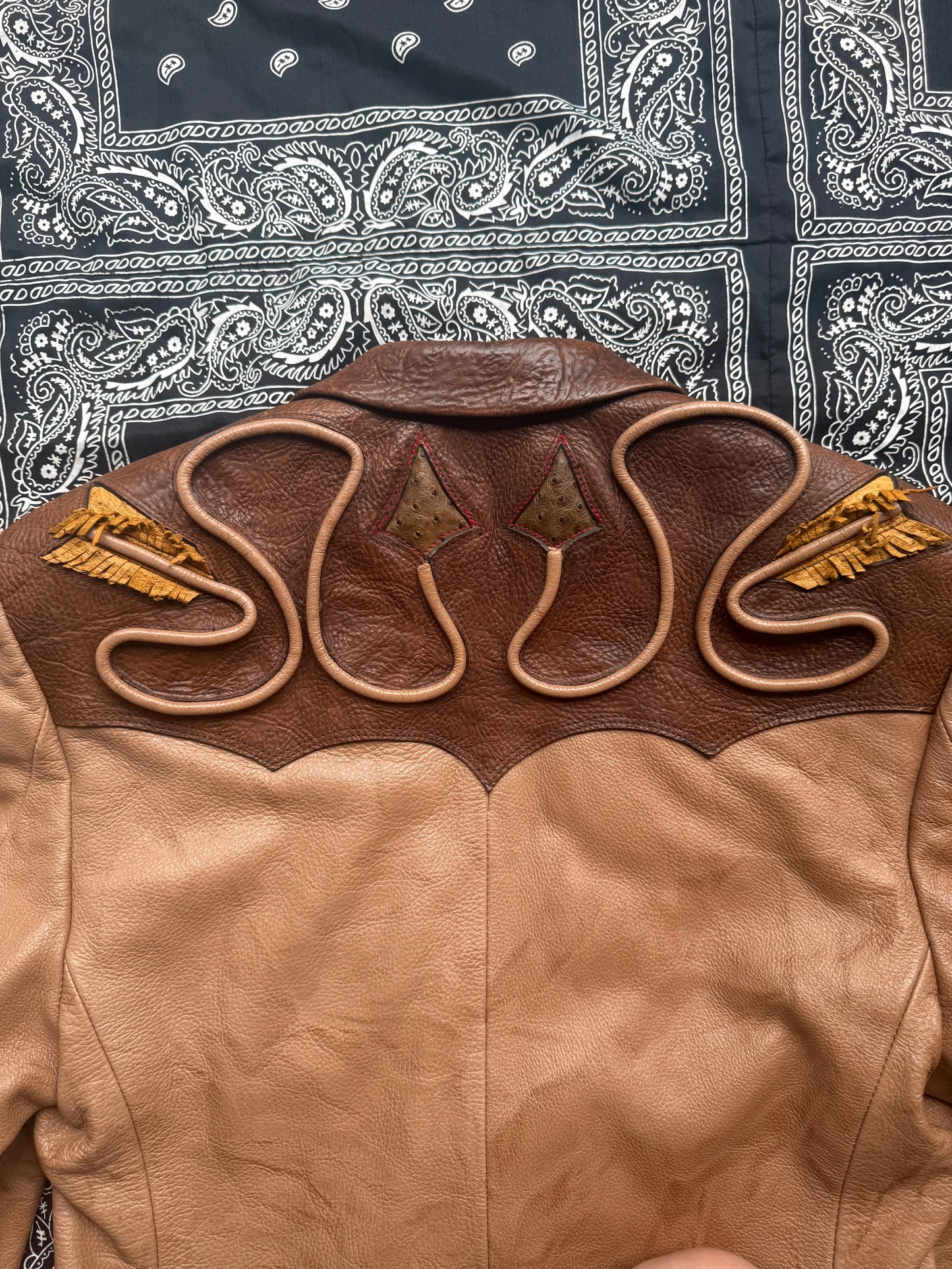 Vintage Custom Leather Blazer with Arrows Design by Mancha