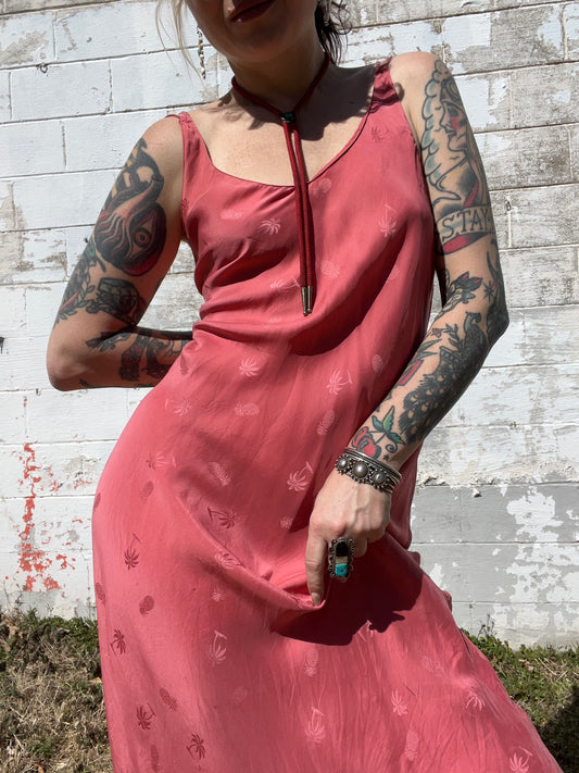 Vintage Pink Silk Maxi Slip Dress