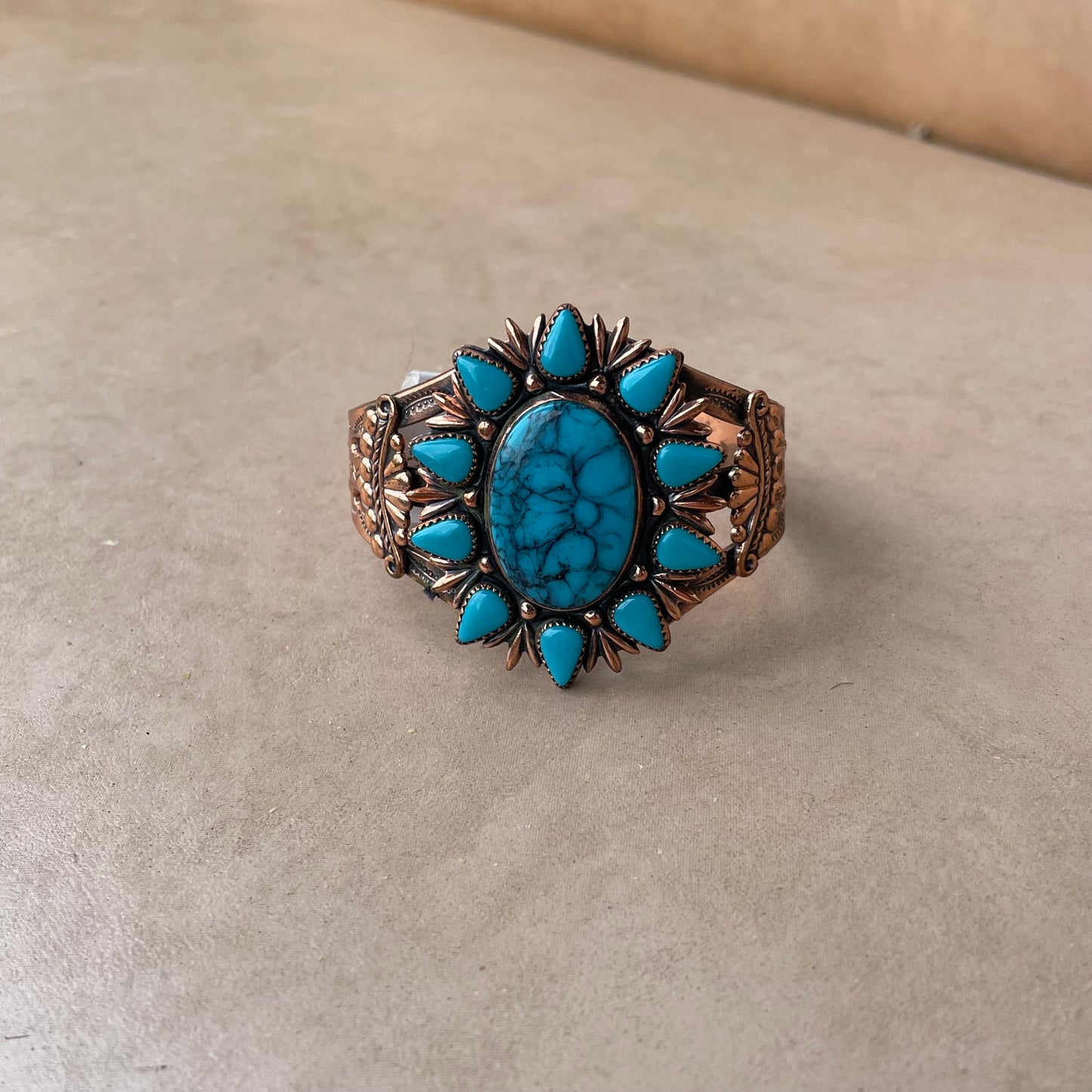 VTG Copper and Faux Turquoise Cuff