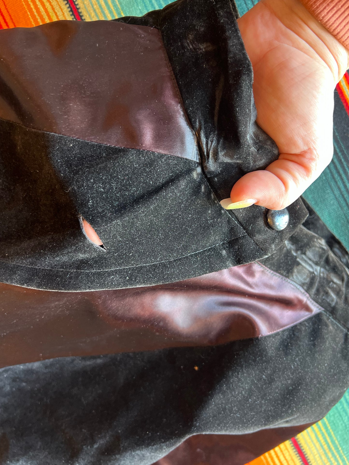 Vintage Black Velvet & Satin Maxi Skirt