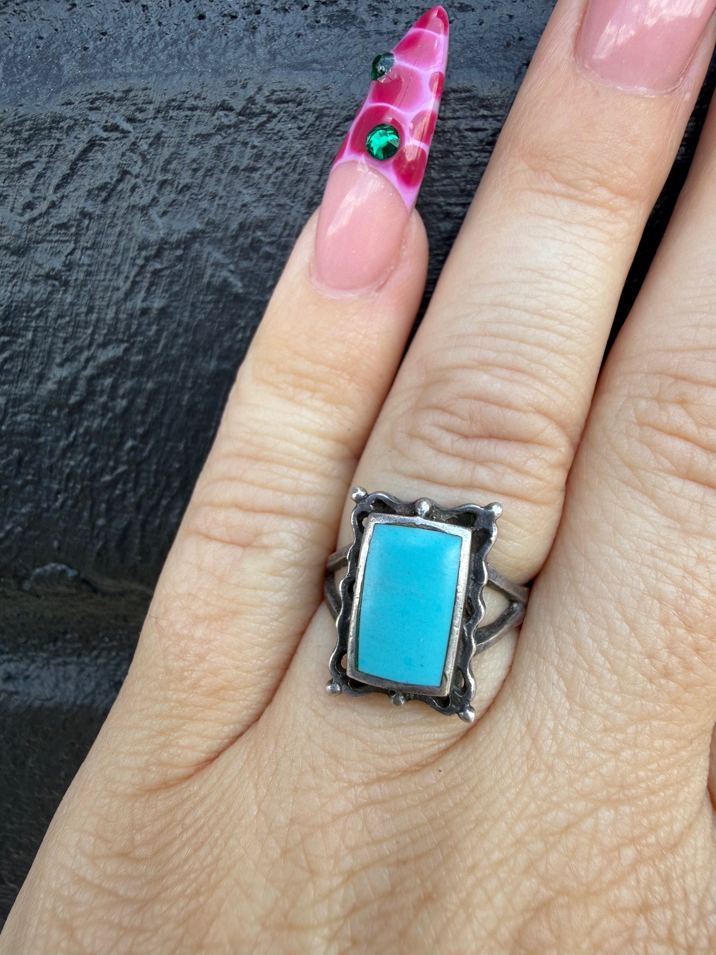 Vintage sterling and turquoise ring (MA)