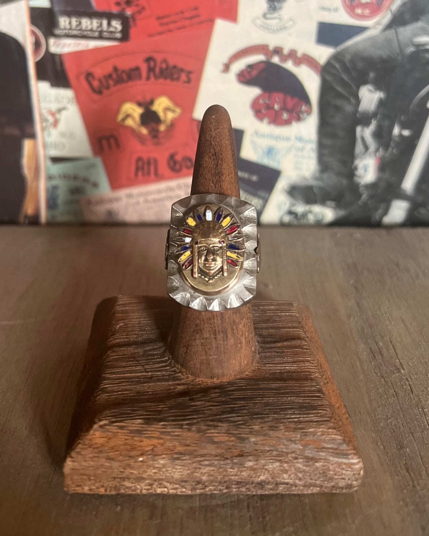 Mexican Biker Ring Enamel Head Dress (MA)