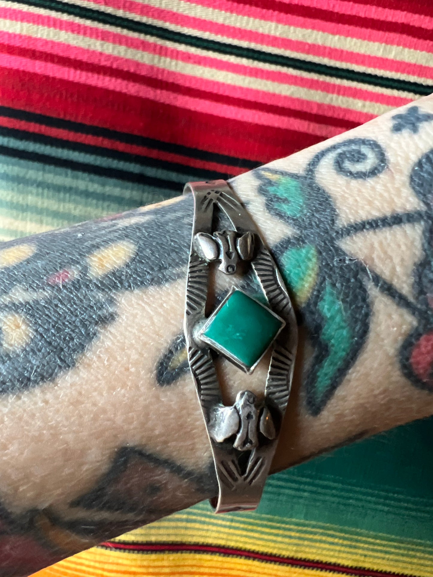 Harvey Era Thunderbird Diamond Cut Stone Cuff (MA)