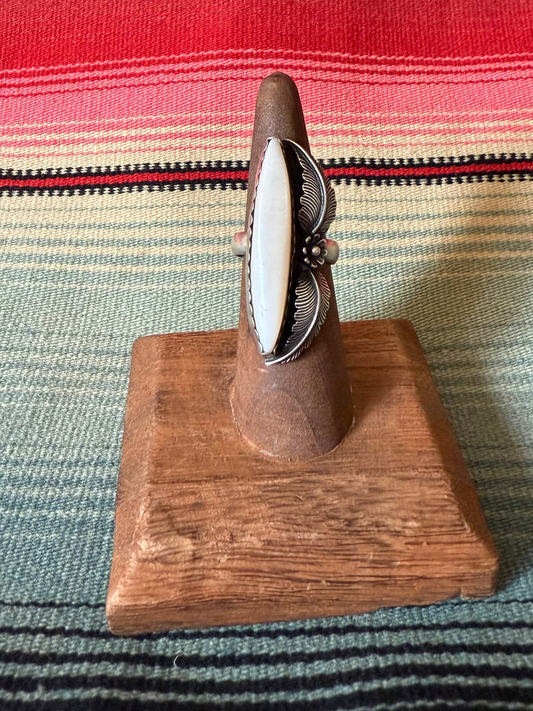Mother of Pearl and Silver Leaf Ring