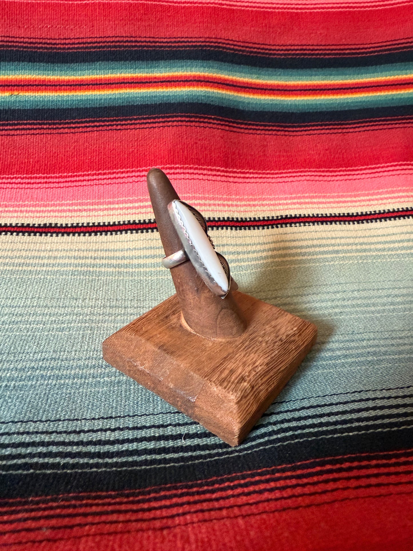 Mother of Pearl and Silver Leaf Ring