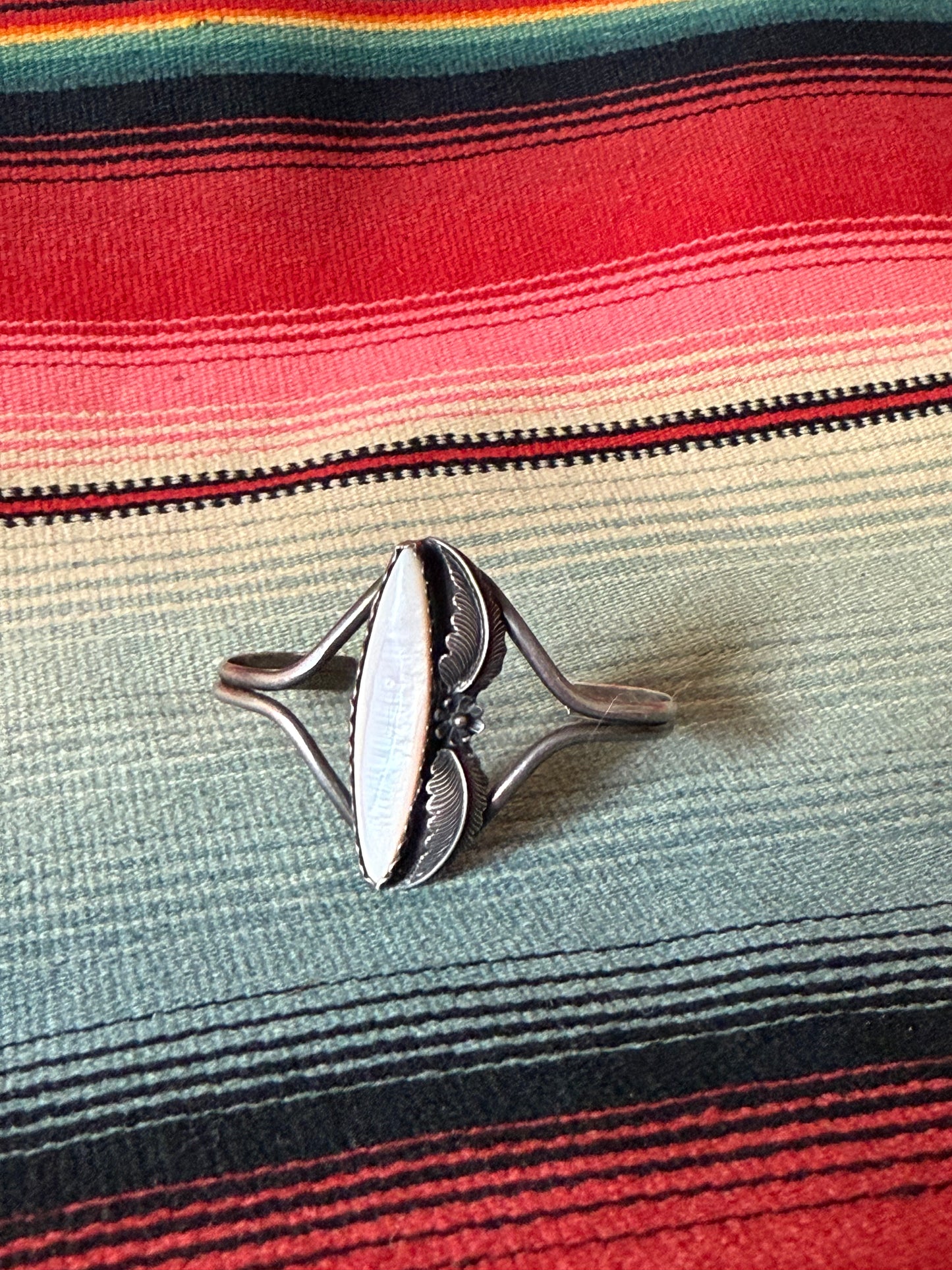 Mother of Pearl and Silver Leaf Cuff