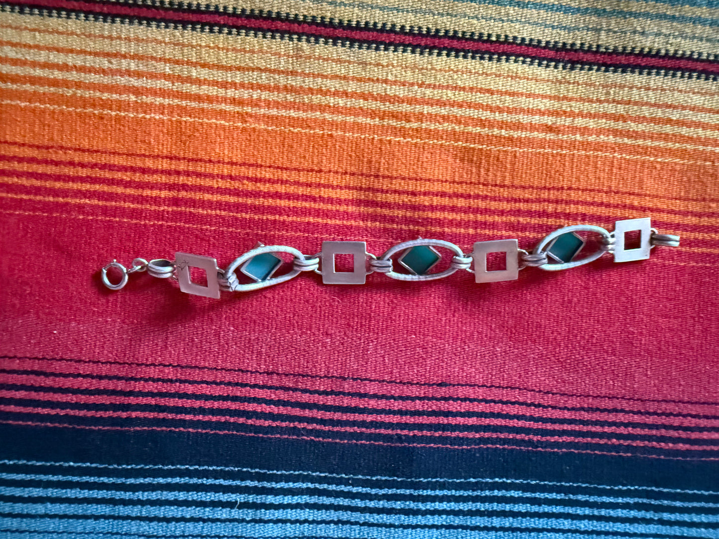 VTG Sterling & Green Stone Bracelet