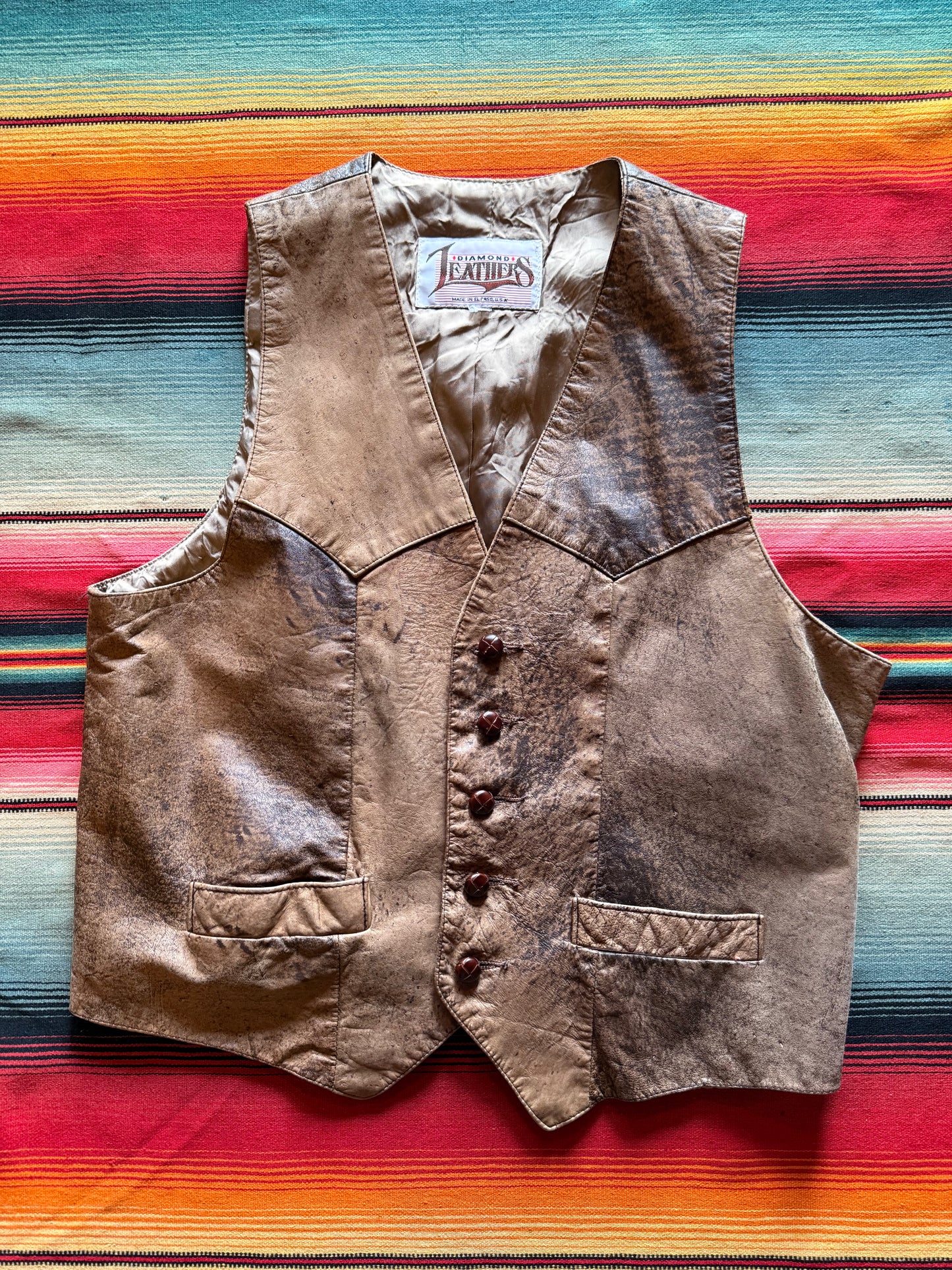 Vtg Diamond Leathers Vest