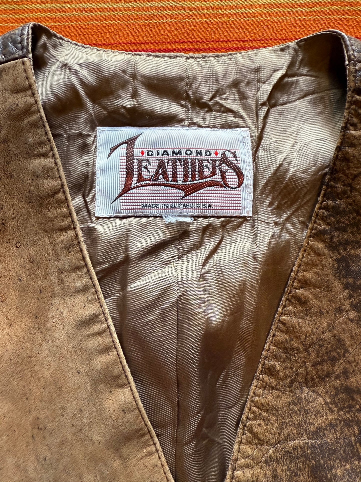 Vtg Diamond Leathers Vest