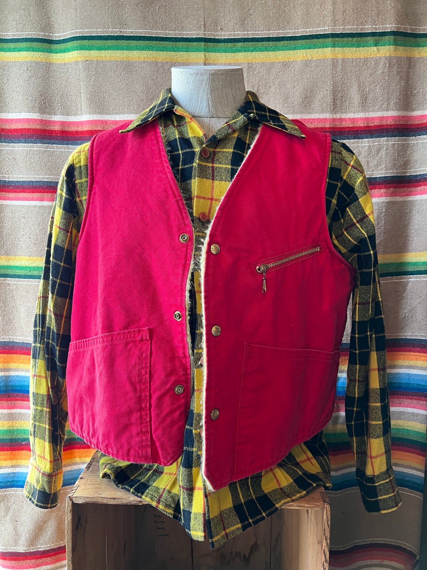 1950s 60s Sherpa Lined Vest