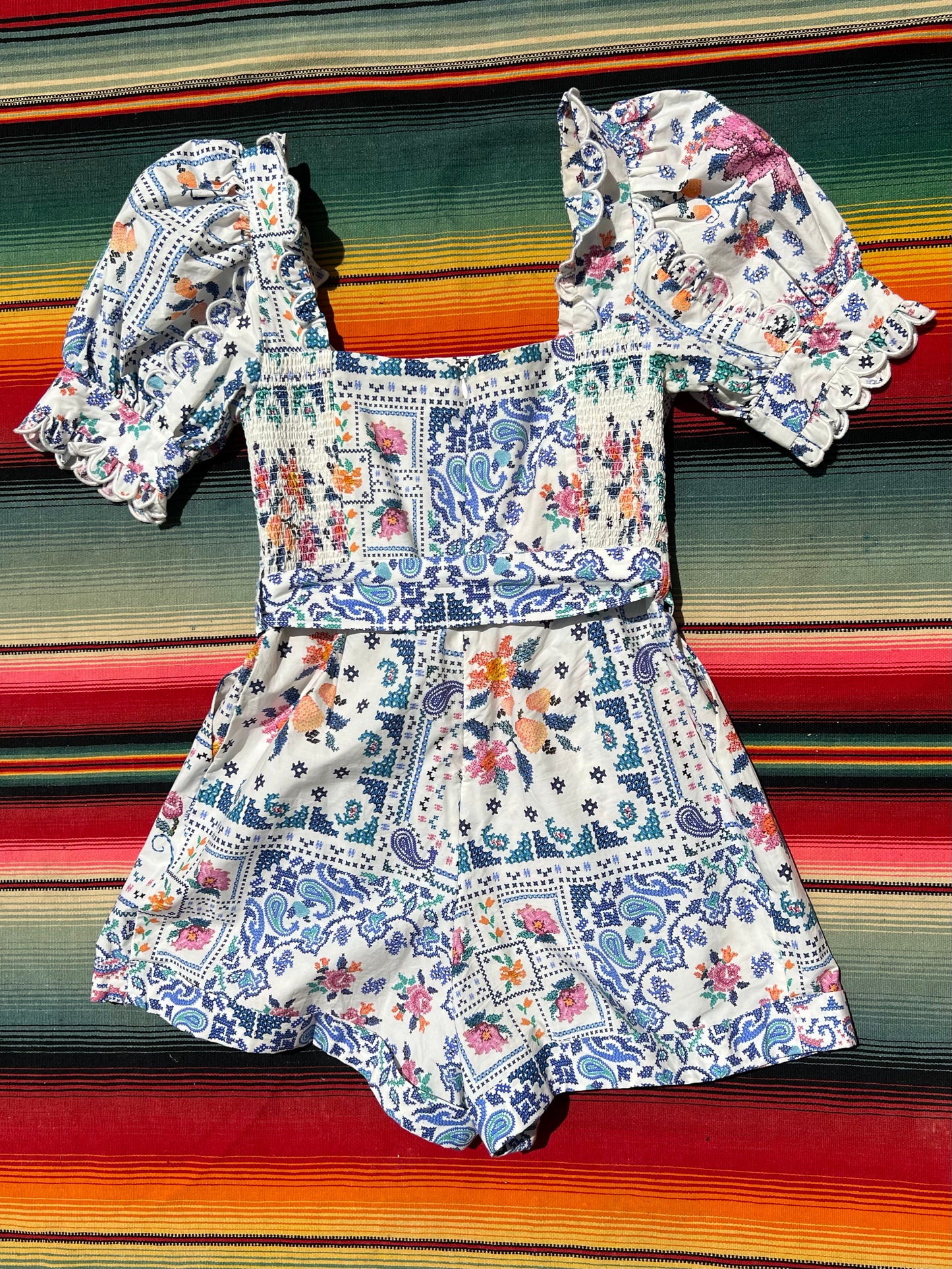 Farm Rio Puff Sleeve Romper