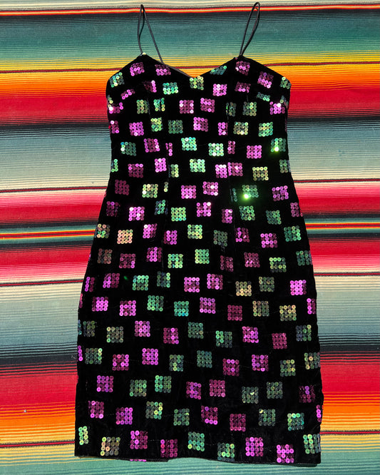 1990s Sequin Velvet Dress