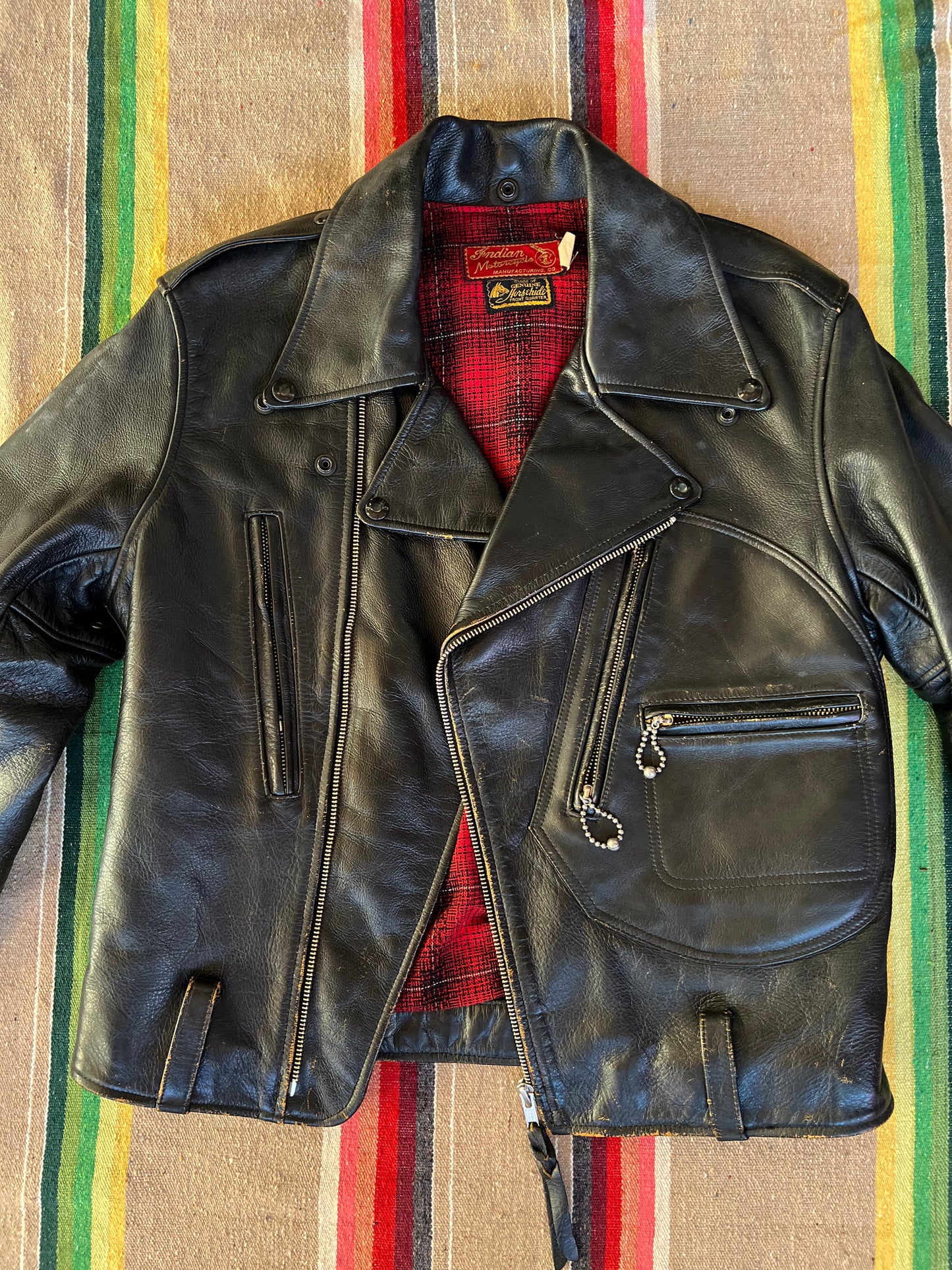 1950s Style Indian Horse Hide Moto Jacket